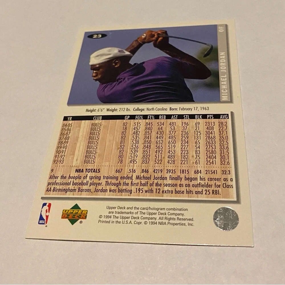 Michael Jordan 1994 Upper Deck Collectors Choice Baseball Card Vintage